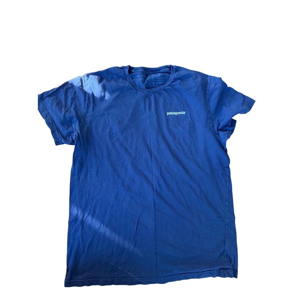 Patagonia Mens P-6 Logo Navy Blue Slim Fit Organic Cotton Shirt Size Large